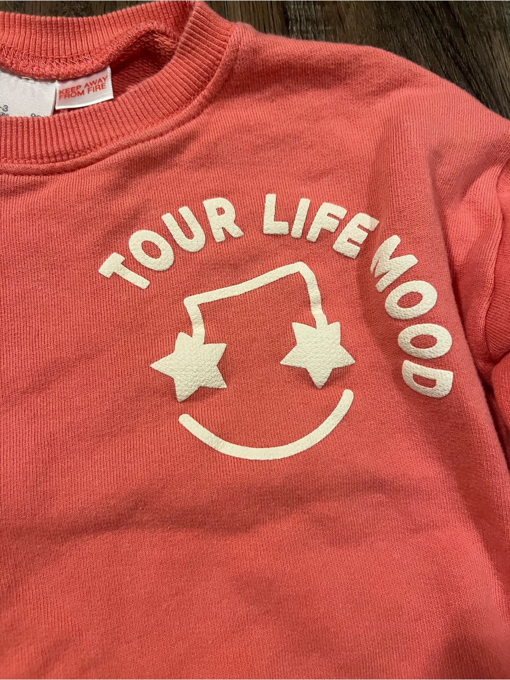 Zara Coral Pink Kids Sweatshirt with Star Smile Graphic - Picture 2 of 3
